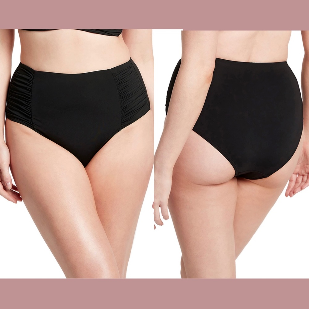 NEW Sea Level [ 4‎ US ] High Waist Gathered Side Bikini Bottoms Black